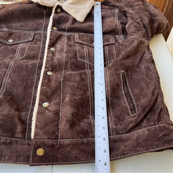 Scully Brown BOAR SUEDE PILOT JACKET with Cream Sherpa Collar Men’s Size XL - Picture 5 of 11